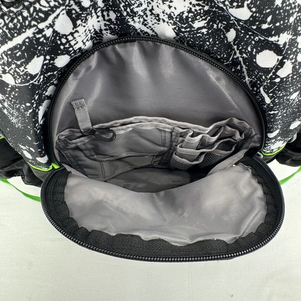 High Sierra Loop Backpack Black White Splash Lime Green Suspension Strap Bookbag
